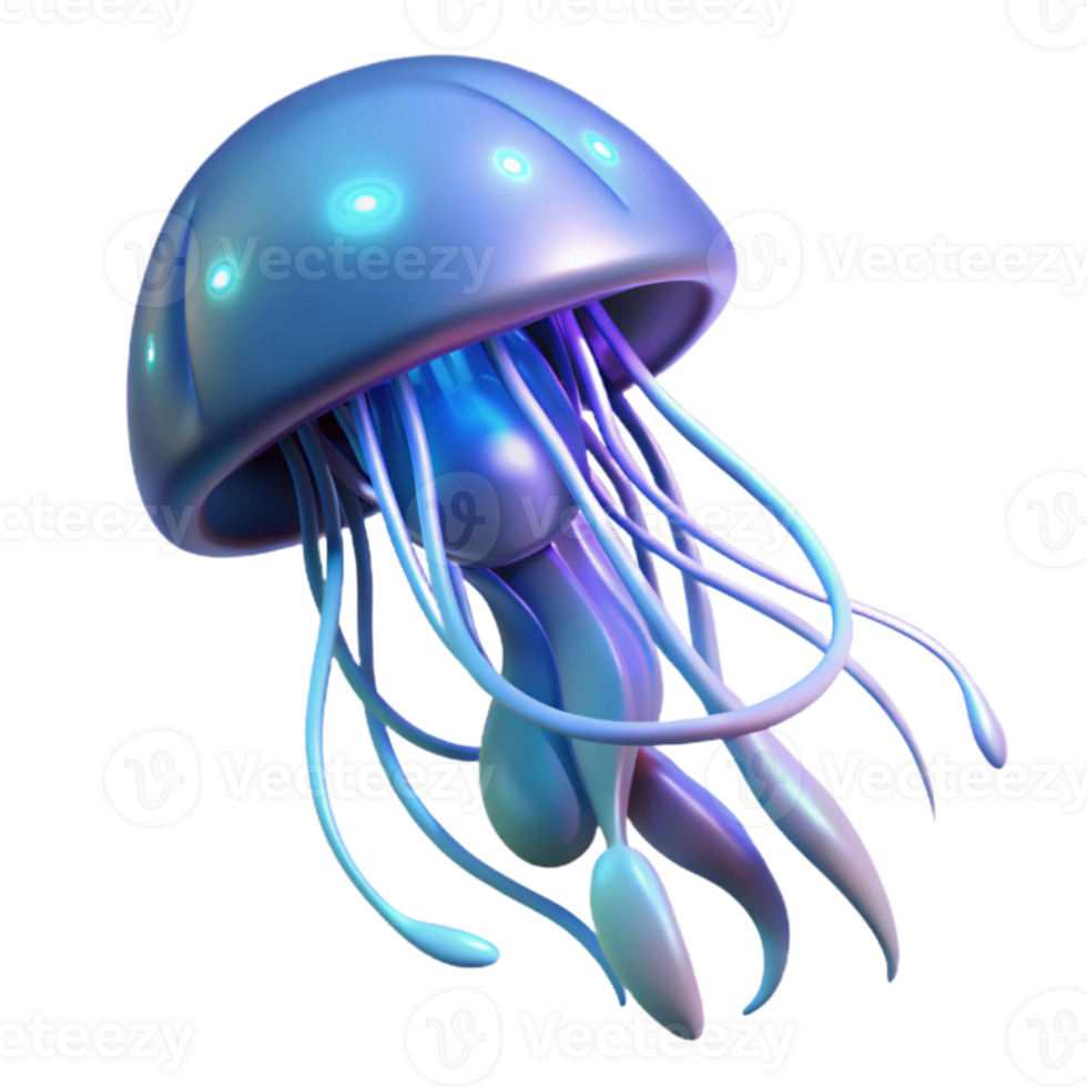 serene rustic 3D Render Bio Luminescent Jellyfish exclusive png