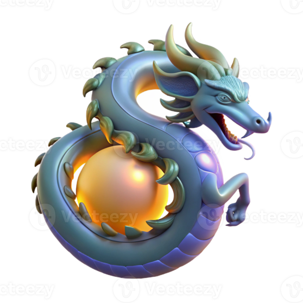 extraordinary contemporary 3D Render of a Dragon and Orb 4K png