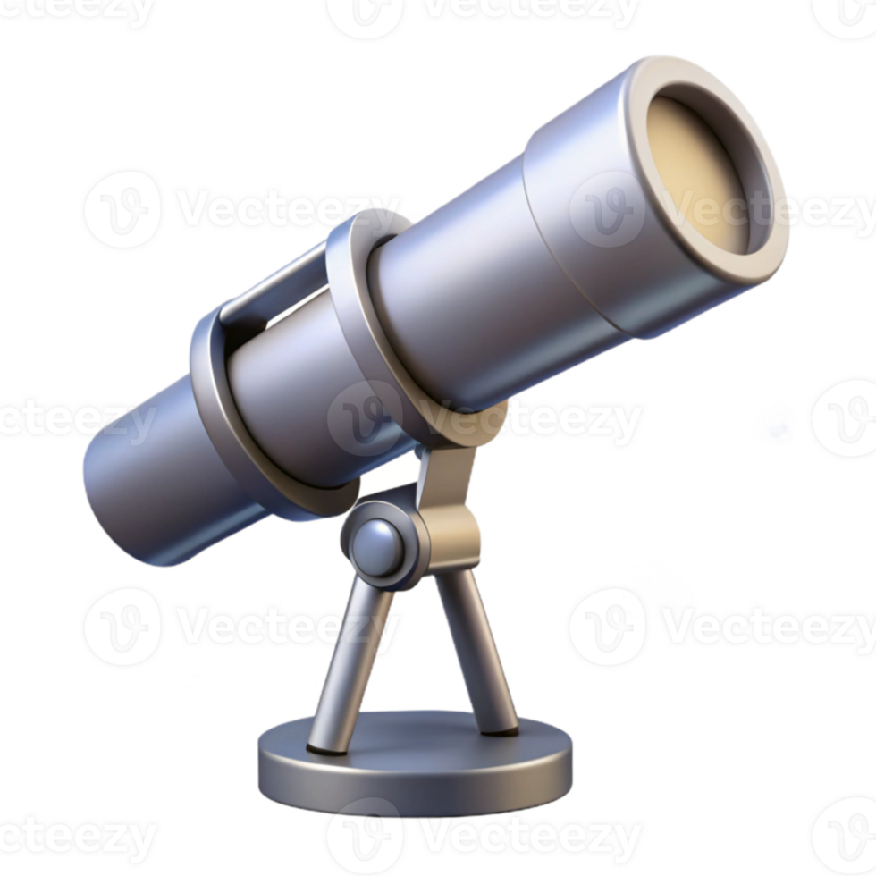 stunning creative 3D Render Silver Telescope Illustration high quality png