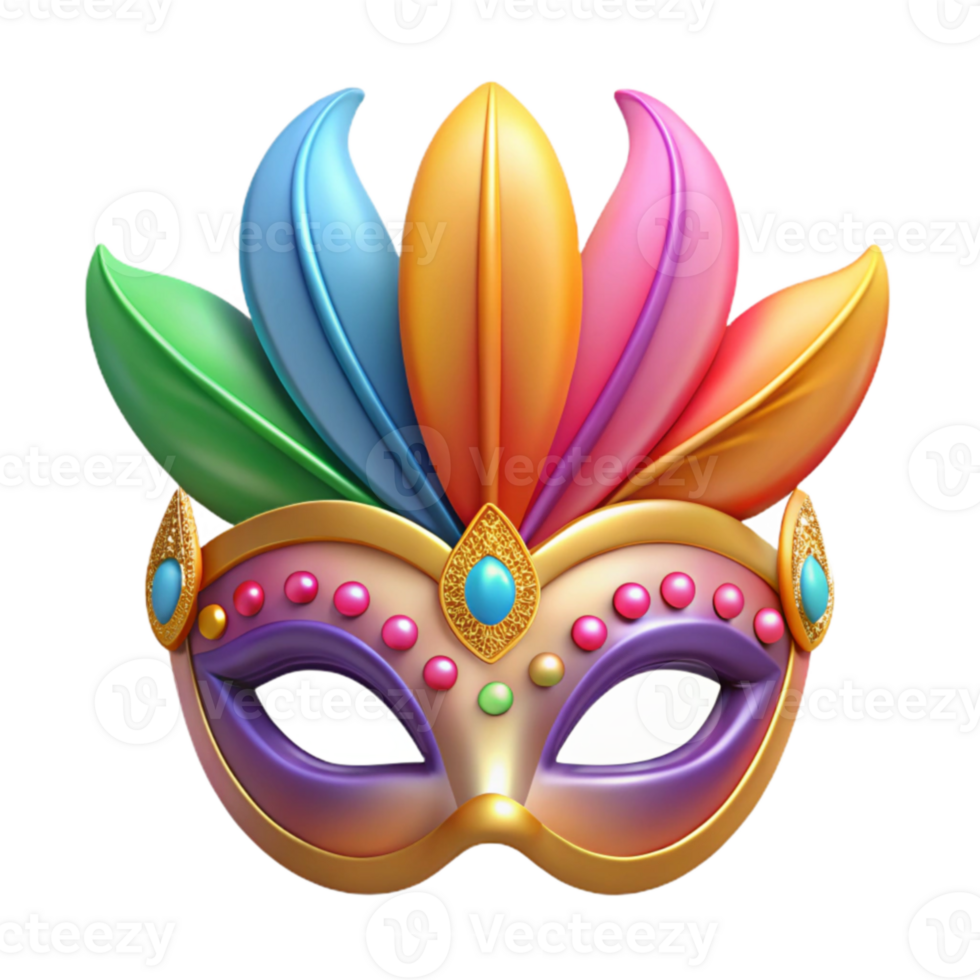 serene abstract Colorful Carnival Mask 3D Illustration 4K png