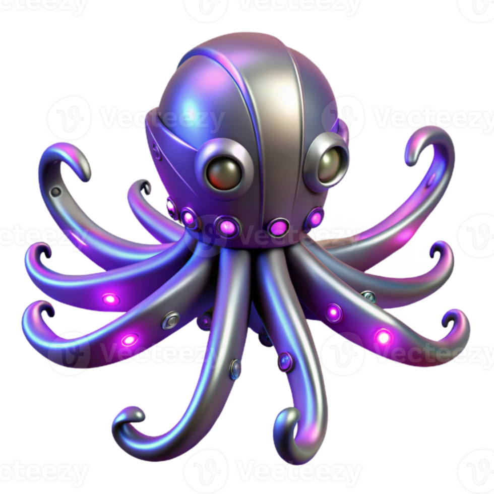 extraordinary creative Cybernetic Octopus 3D Render high resolution png