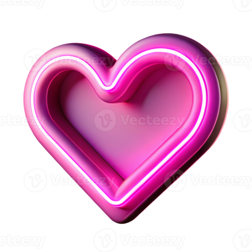 wonderful vintage Pink Neon Heart 3D Render exclusive png