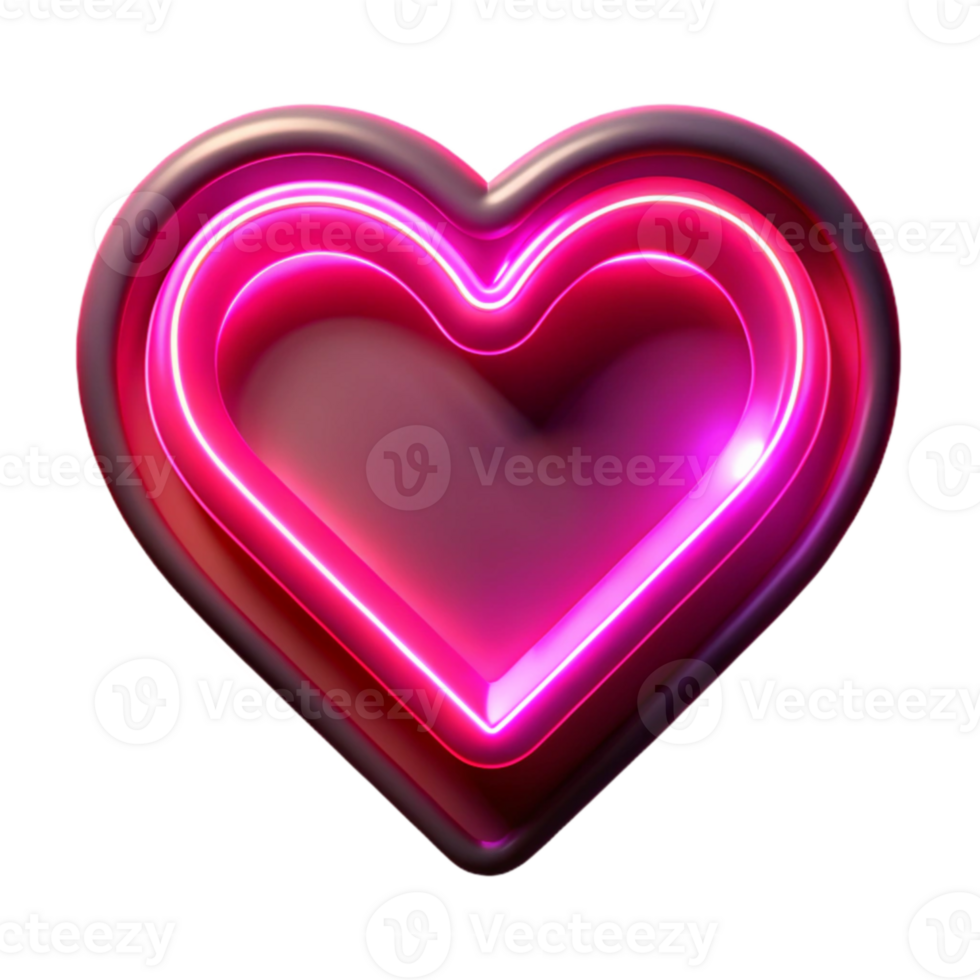 magnificent rustic Neon Heart 3D Render original png