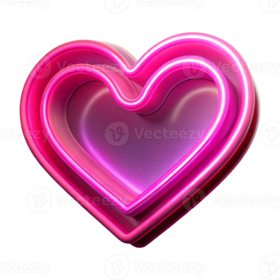 wonderful contemporary Pink Neon Heart 3D Render authentic png