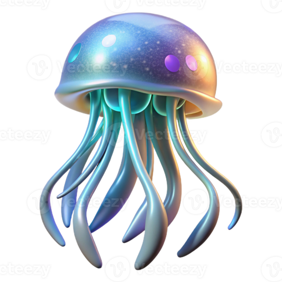impressive rustic Iridescent Jellyfish 3D Render detailed png