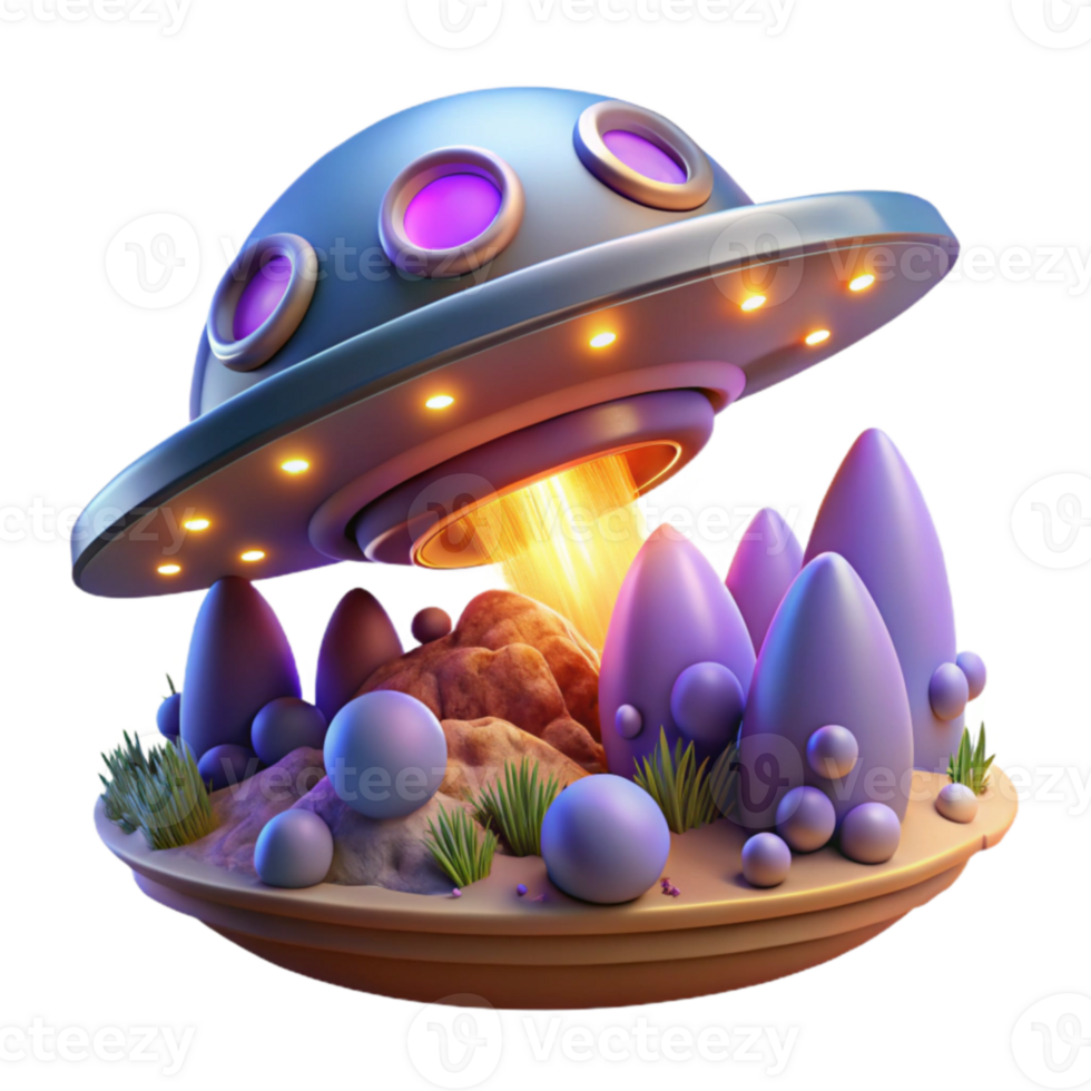 beautiful rustic 3D Render Spaceship Landing Illustration exclusive png