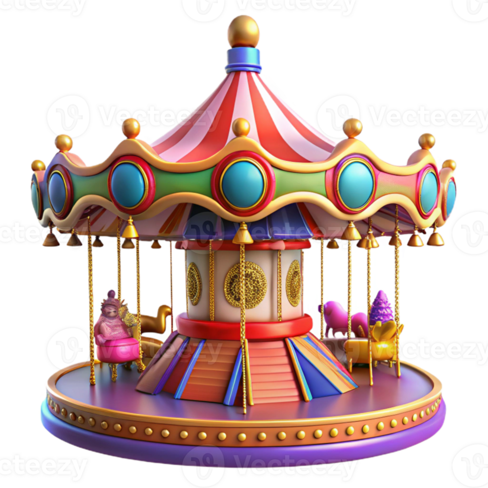 stunning modern Whimsical 3D Carousel Illustration original png