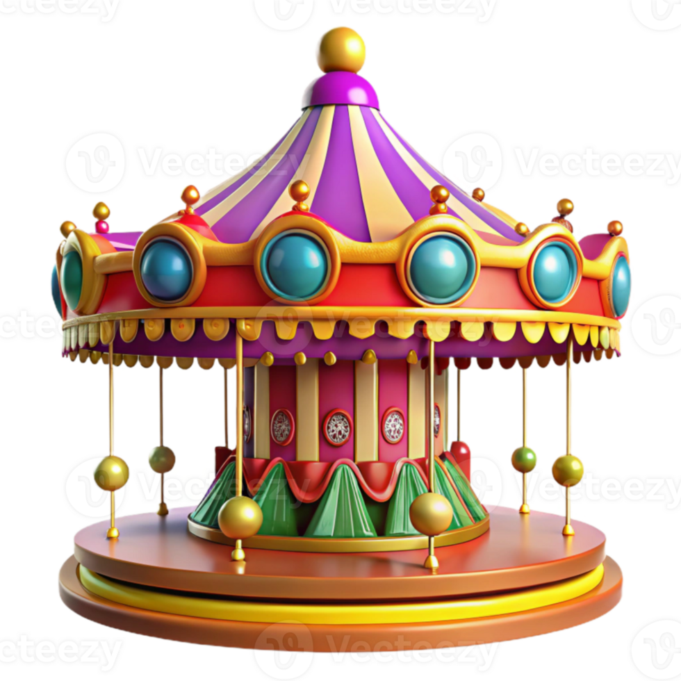 extraordinary abstract Whimsical Carousel 3D Render exclusive png