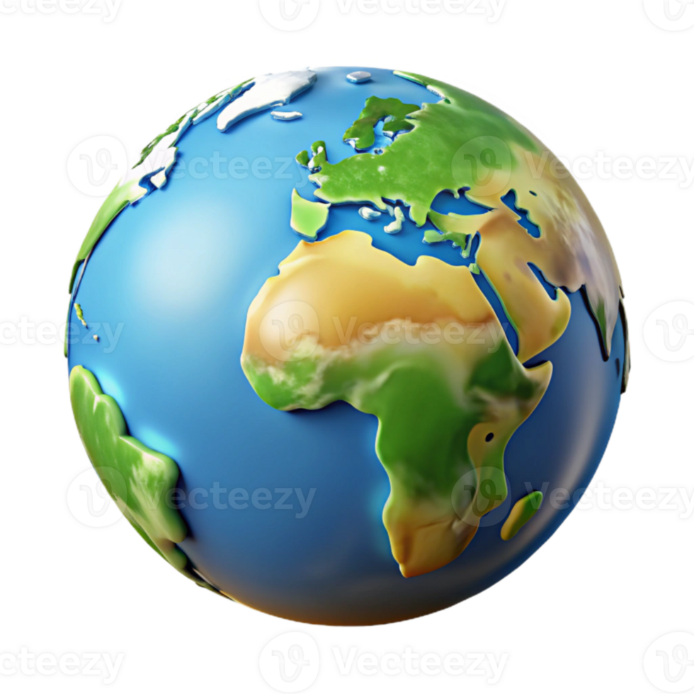dramatic minimalist 3D Cartoon Earth Globe Illustration premium png