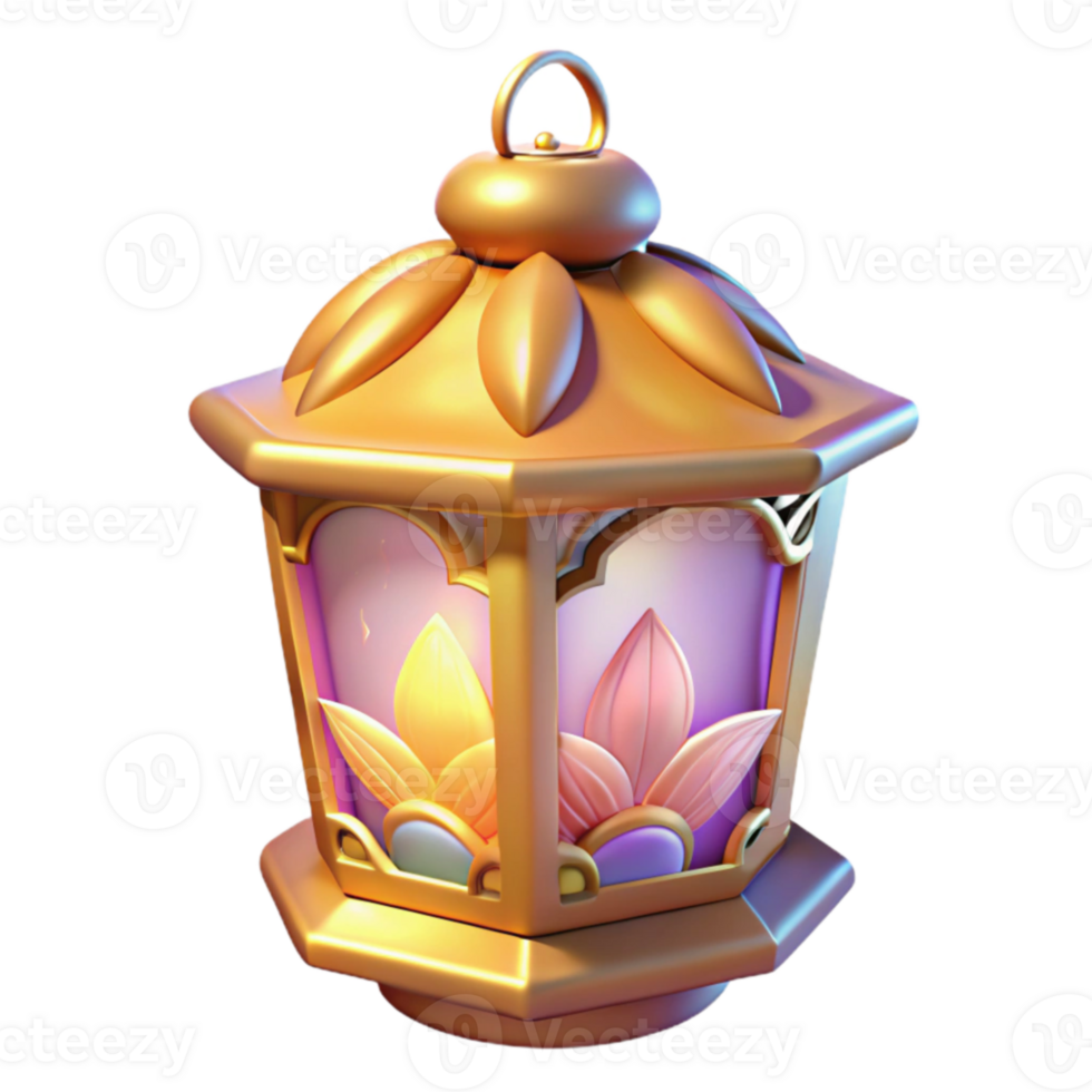 stunning rustic 3D Render Golden Lantern Illustration high resolution png