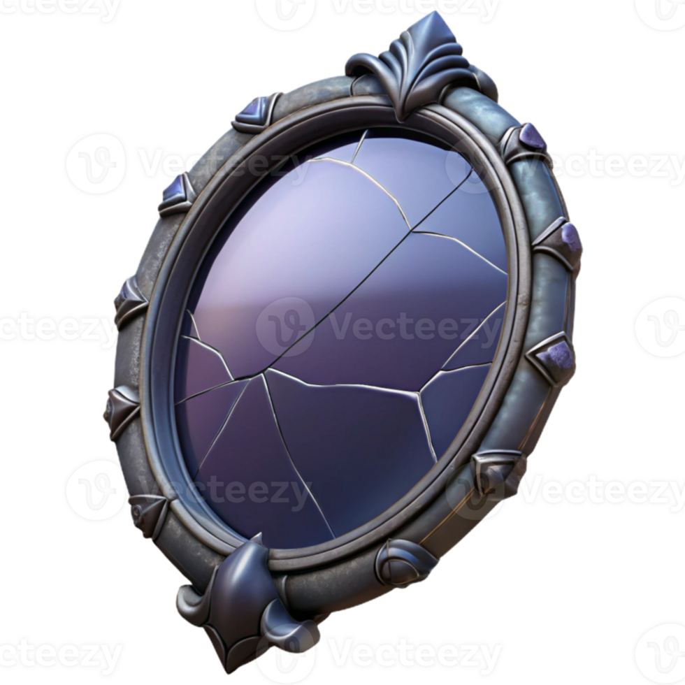 wonderful modern Cracked Ornate Mirror 3D Render original png