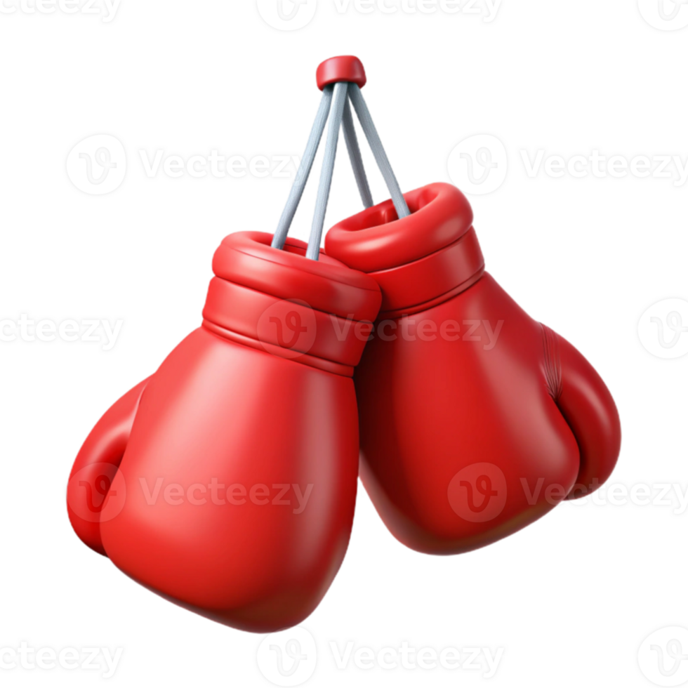 beautiful traditional 3D Render Red Boxing Gloves high resolution png