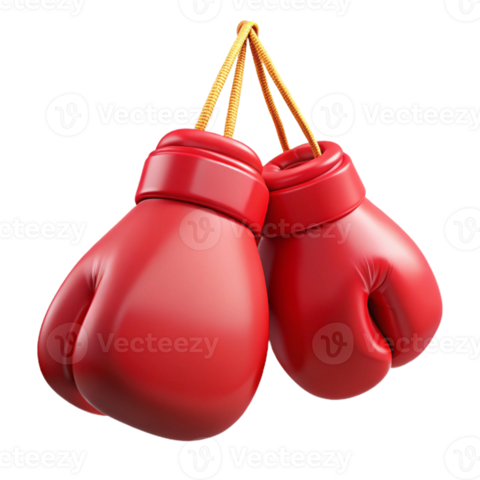 beautiful traditional Red Boxing Gloves 3D Render authentic png