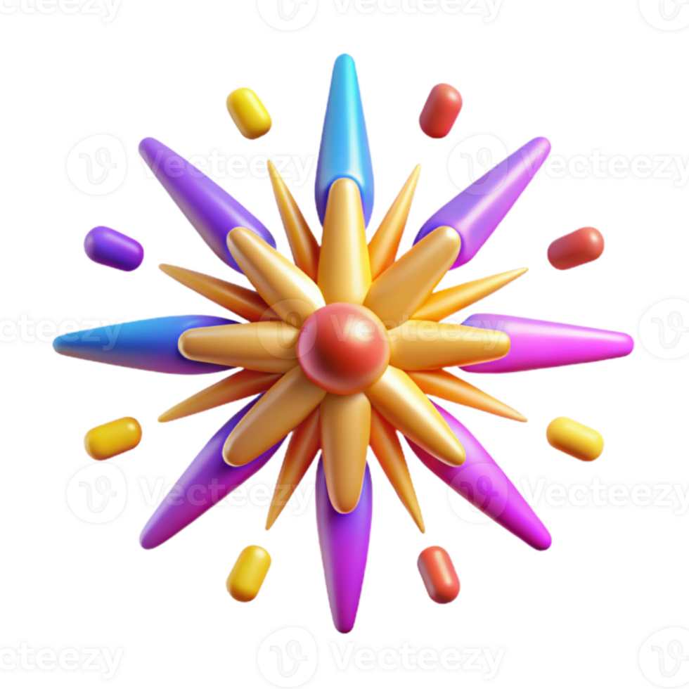 wonderful creative Vibrant 3D Abstract Flower Illustration authentic png