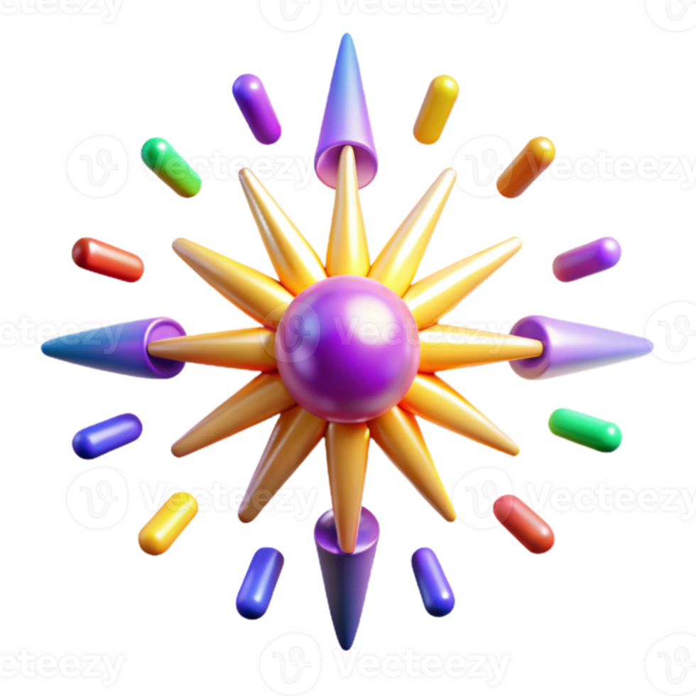 dramatic modern Colorful 3D Abstract Starburst Design authentic png