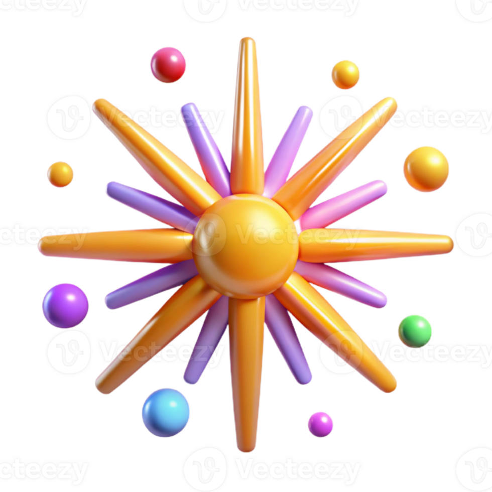 serene contemporary 3D Colorful Starburst Illustration high resolution png