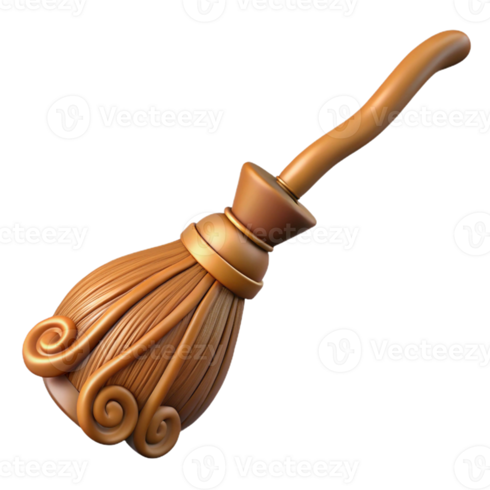 magnificent creative Cartoon Witch's Broom 3D Render genuine png