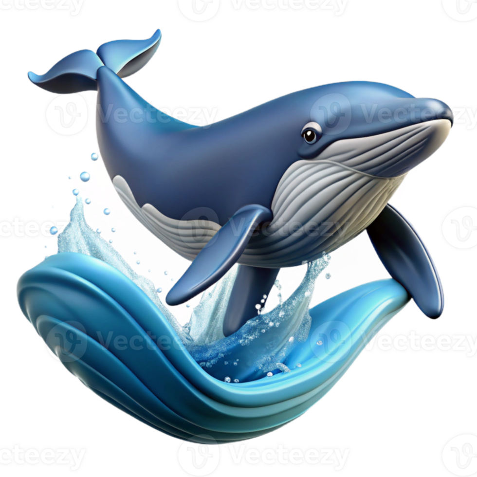 extraordinary rustic 3D Whale Ocean Wave Illustration professional png