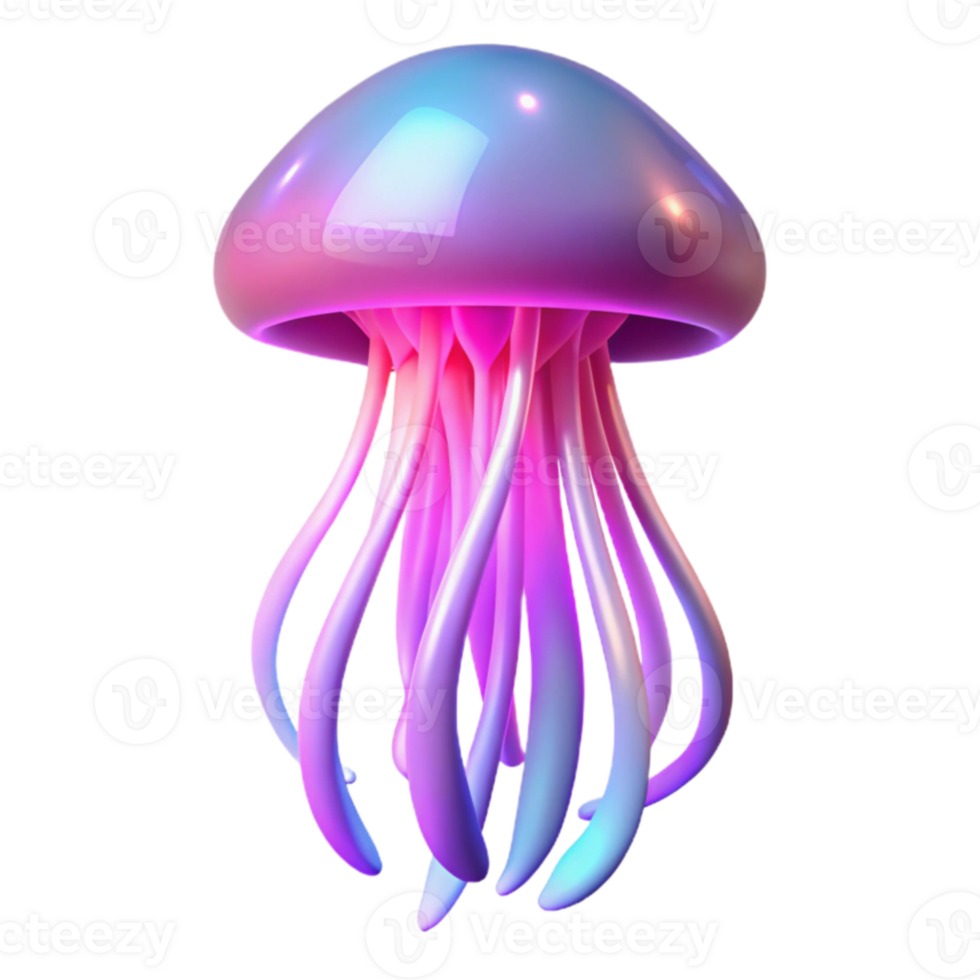 beautiful traditional Neon Jellyfish 3D Render professional png