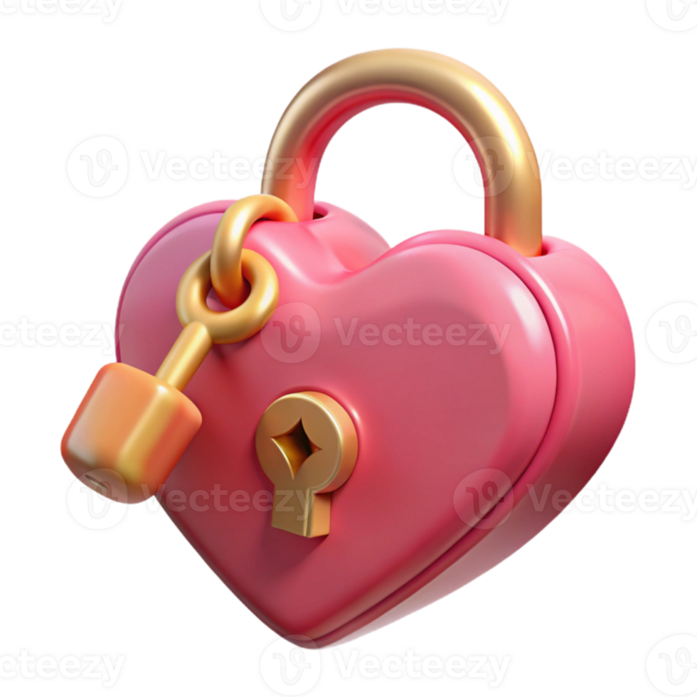 extraordinary abstract Pink Heart Padlock 3D Render genuine png