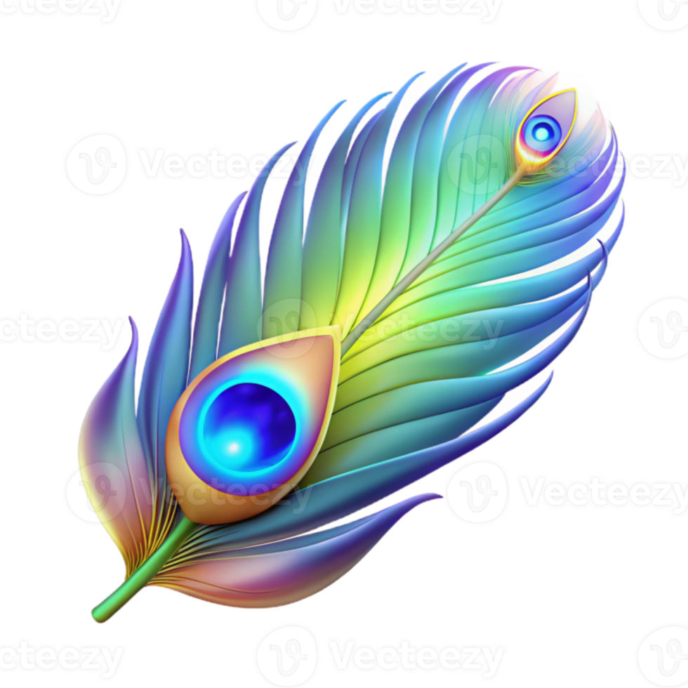 dramatic rustic Vibrant Peacock Feather 3D Illustration original png
