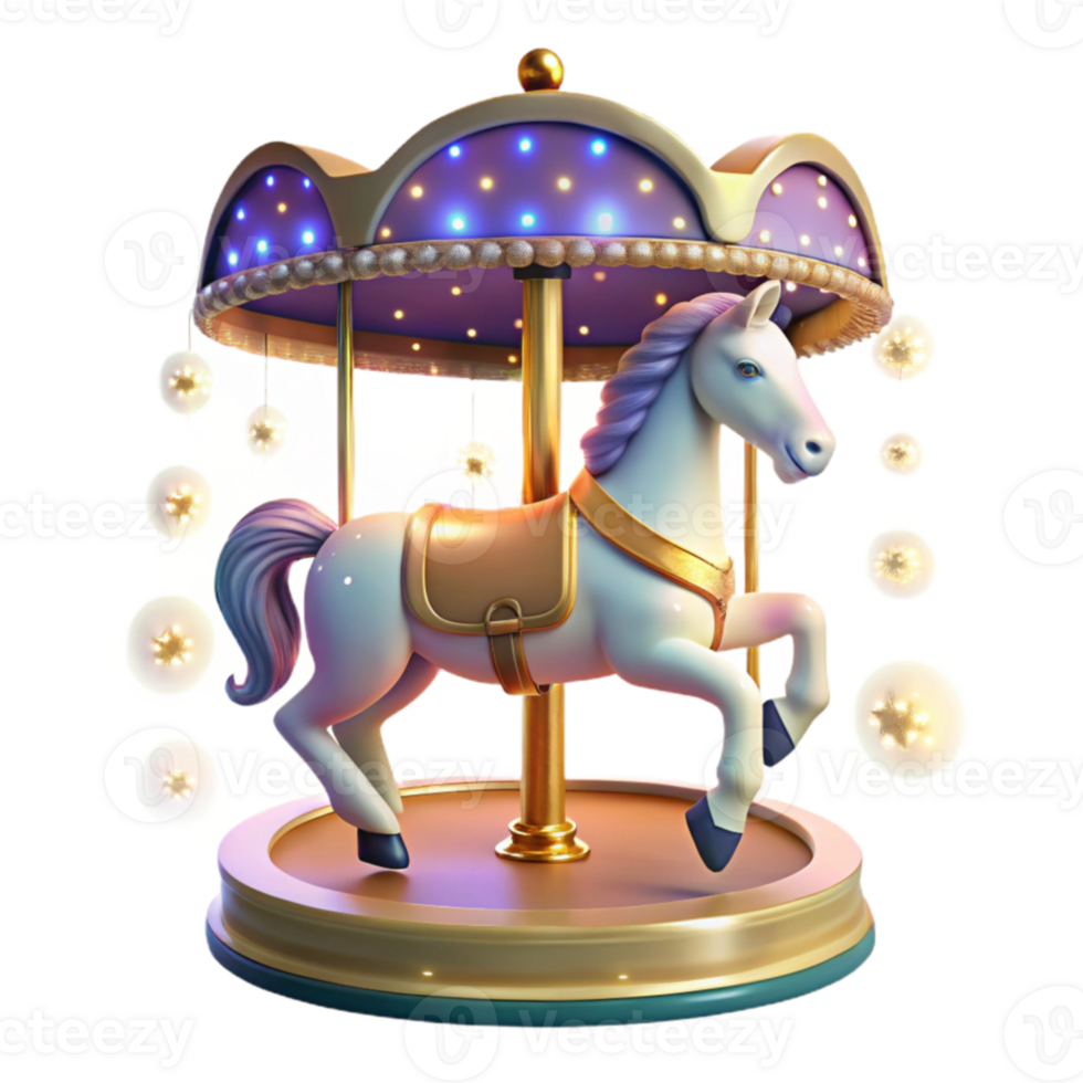 wonderful abstract Whimsical Carousel Horse 3D Render professional png