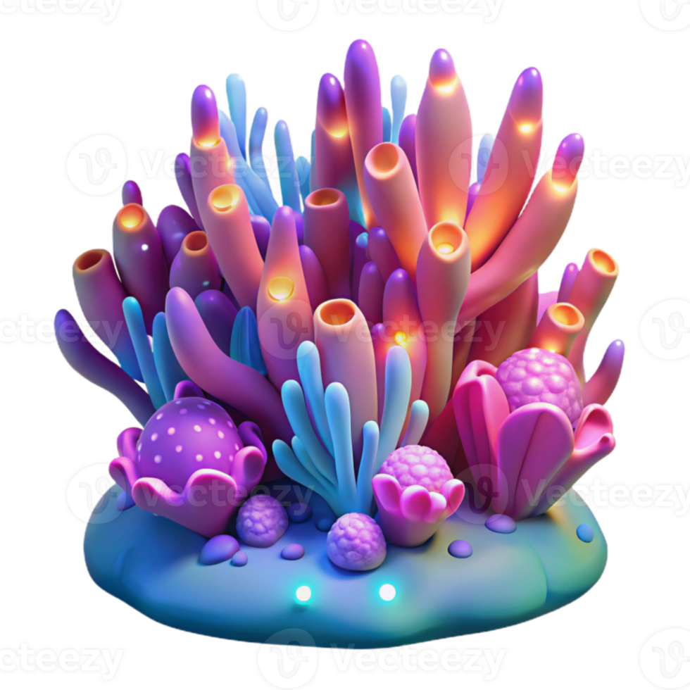 elegant modern Vibrant 3D Coral Reef Illustration high resolution png