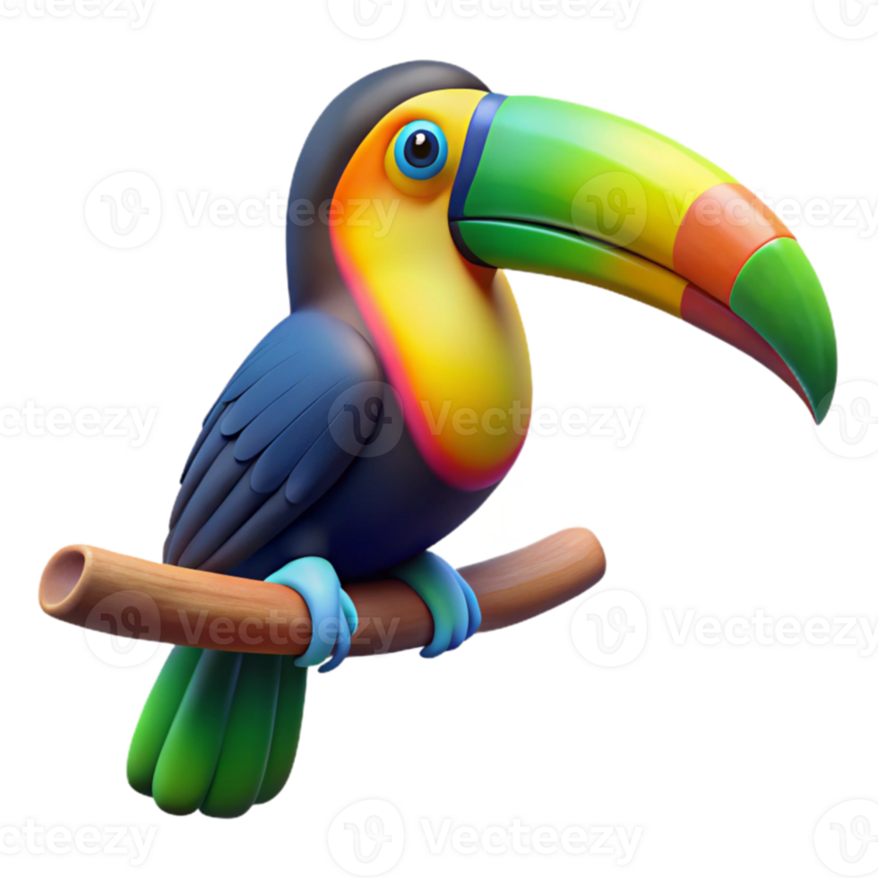 wonderful abstract Vibrant Toucan 3D Illustration 4K png