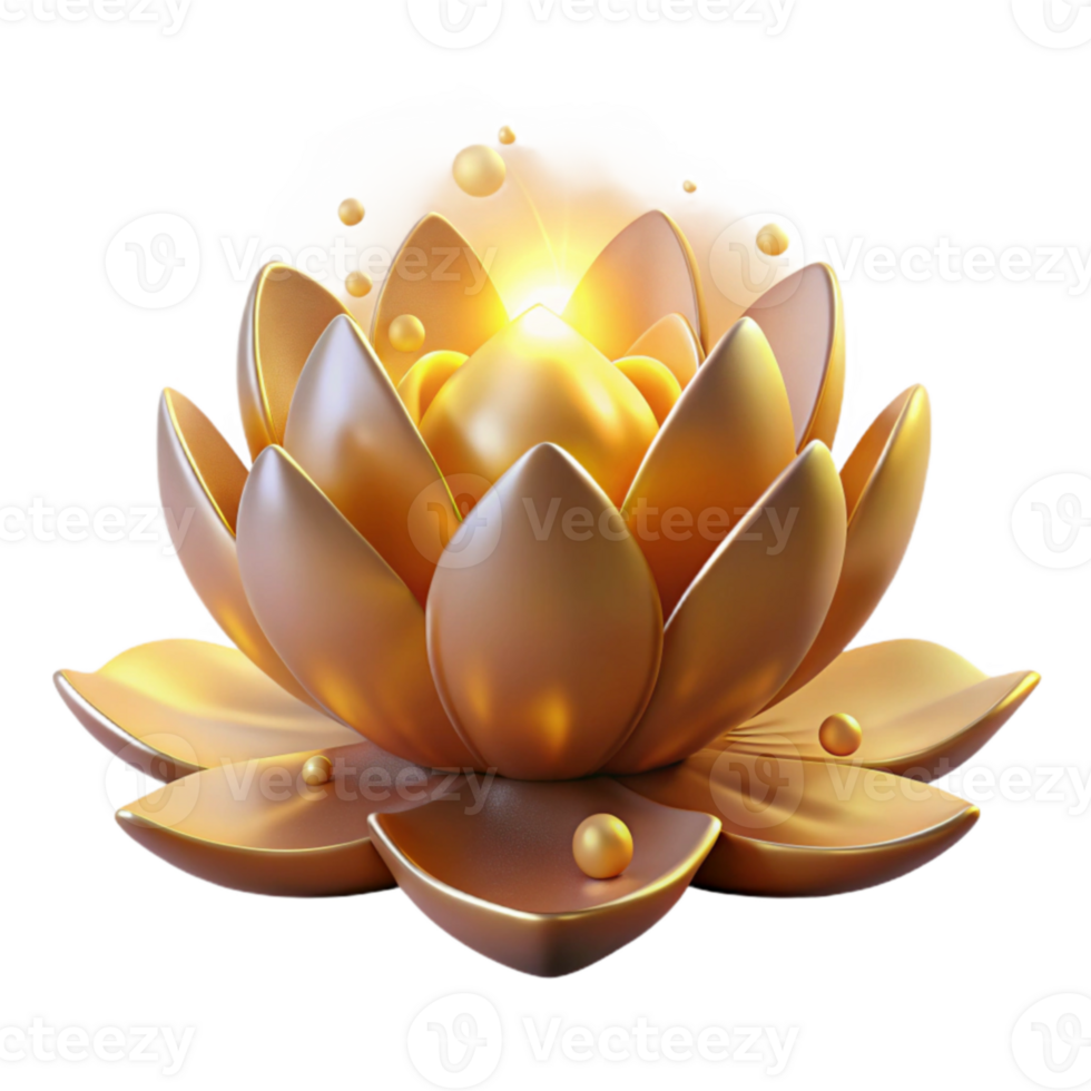 impressive rustic Golden Lotus 3D Render exclusive png
