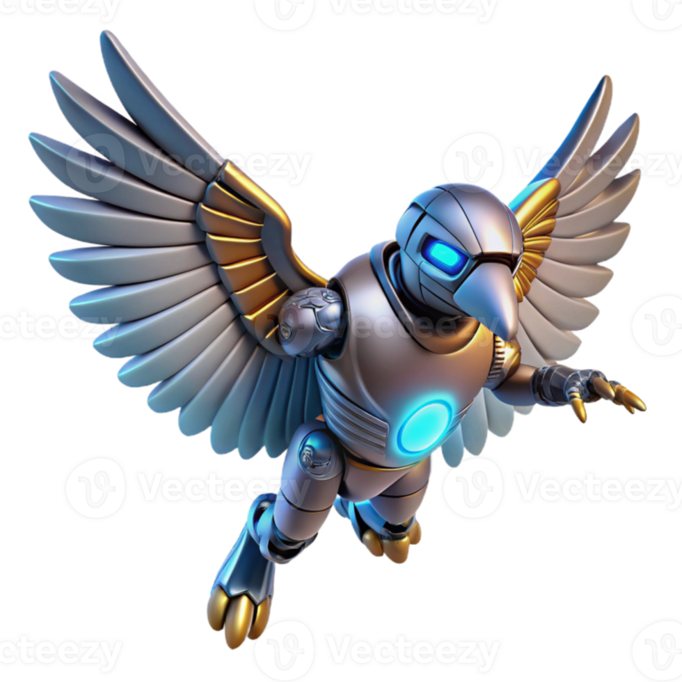 3D Render of a Robotic Bird in Flight png