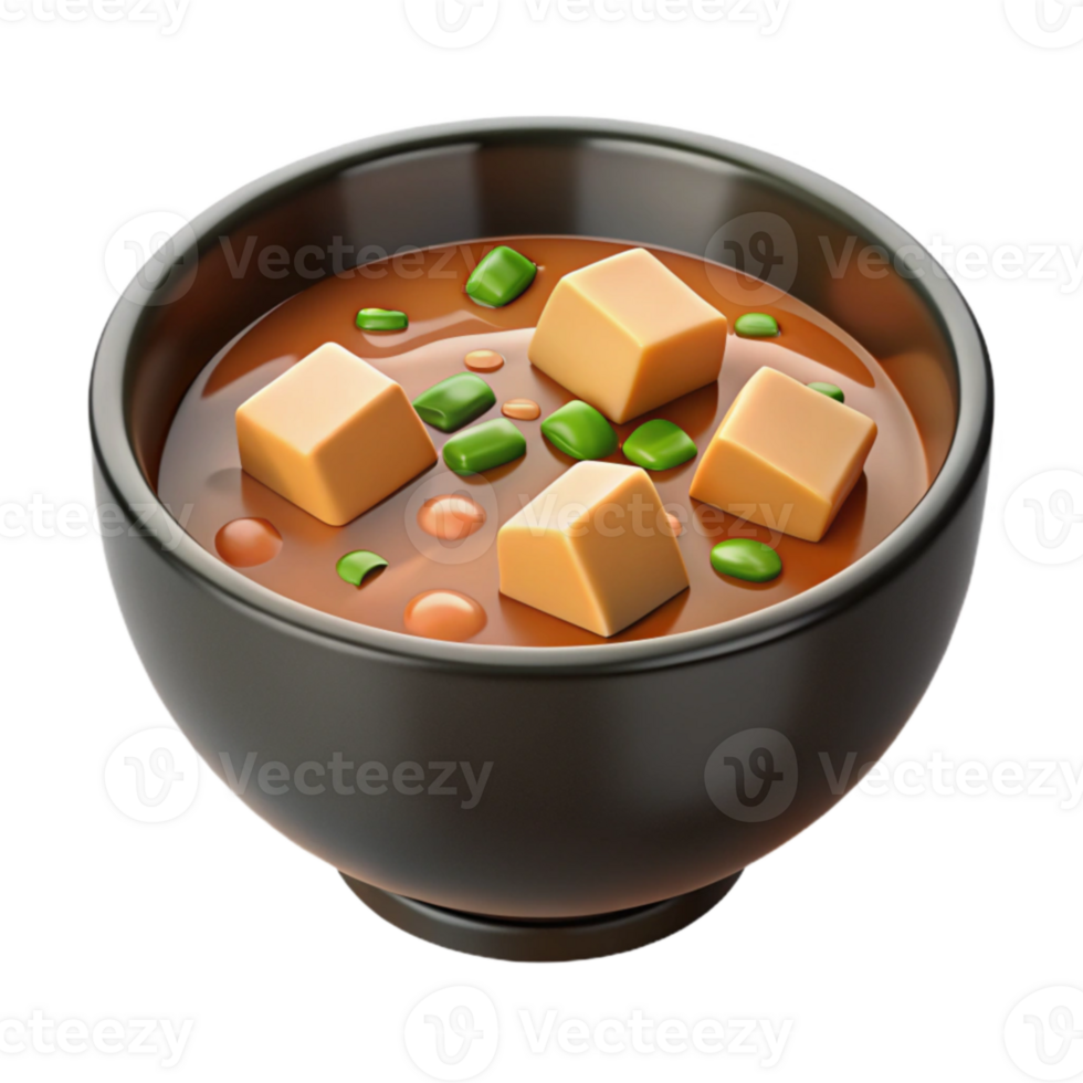 3D Render of Tofu Soup Bowl png