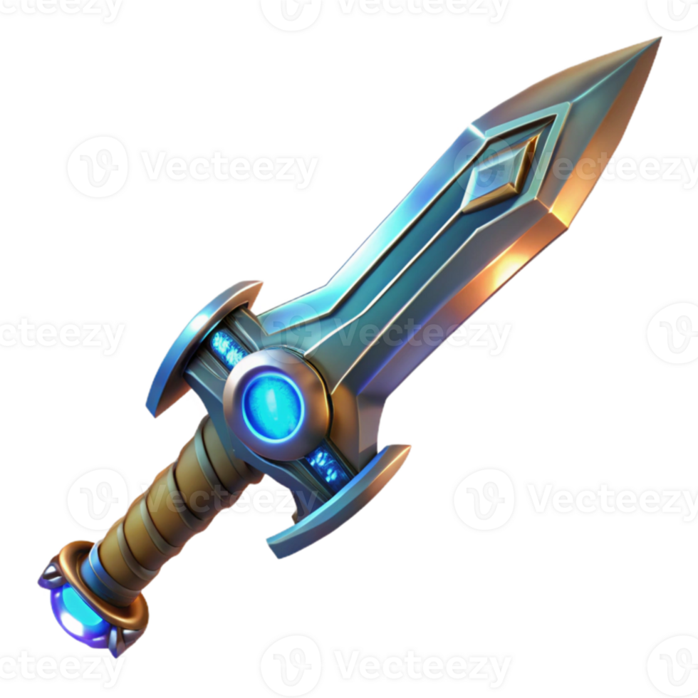 Fantasy 3D Render of a Glowing Dagger png