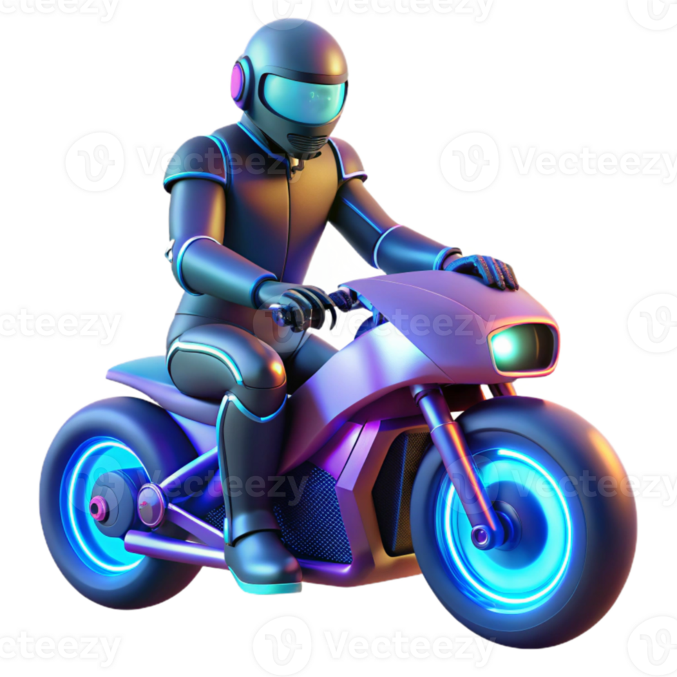 Futuristic Rider 3D Render png