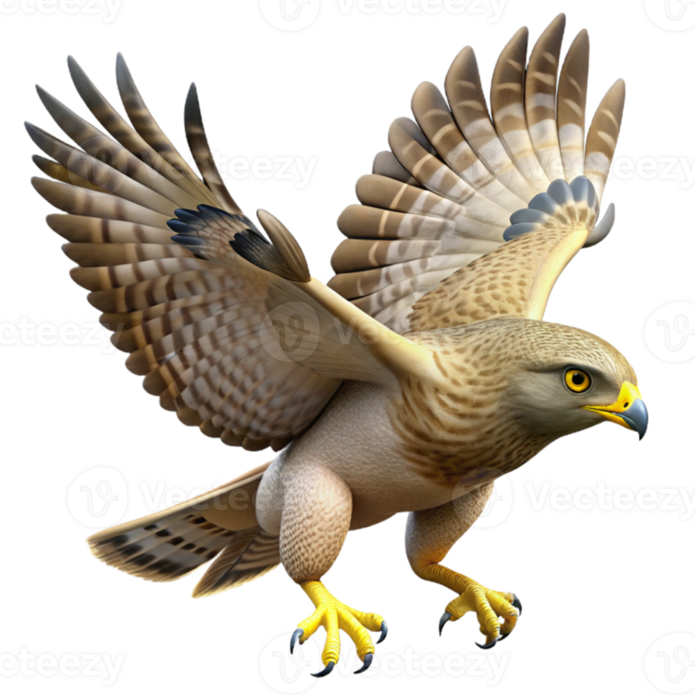 3D Render Hawk in Flight Illustration png