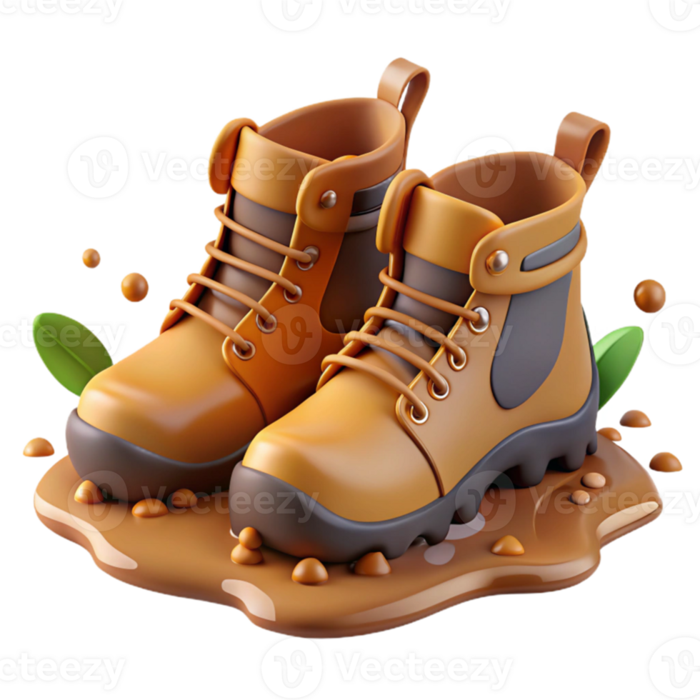 wonderful minimalist Muddy Boots 3D Render authentic png