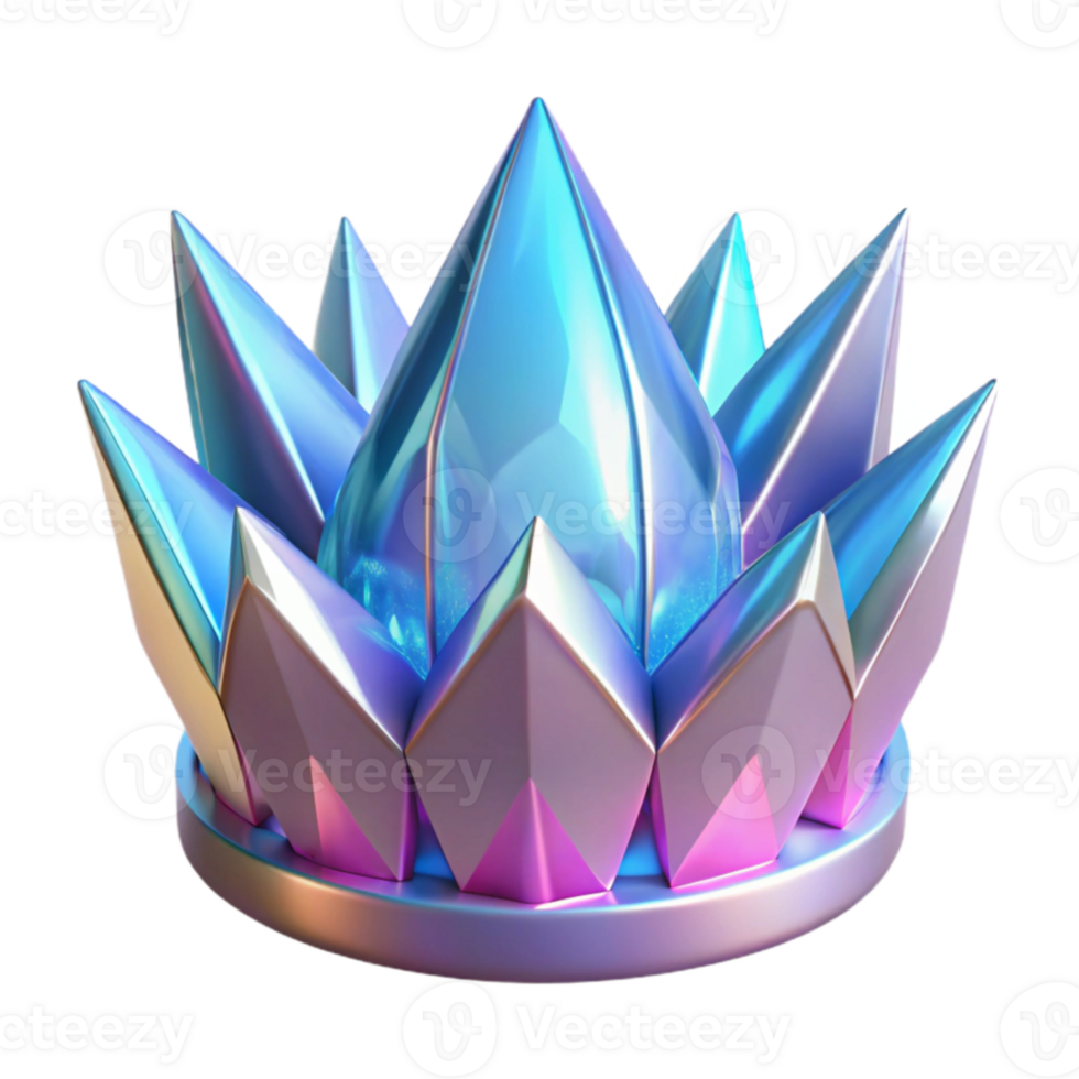 beautiful contemporary Iridescent Crystal Crown 3D Render original png