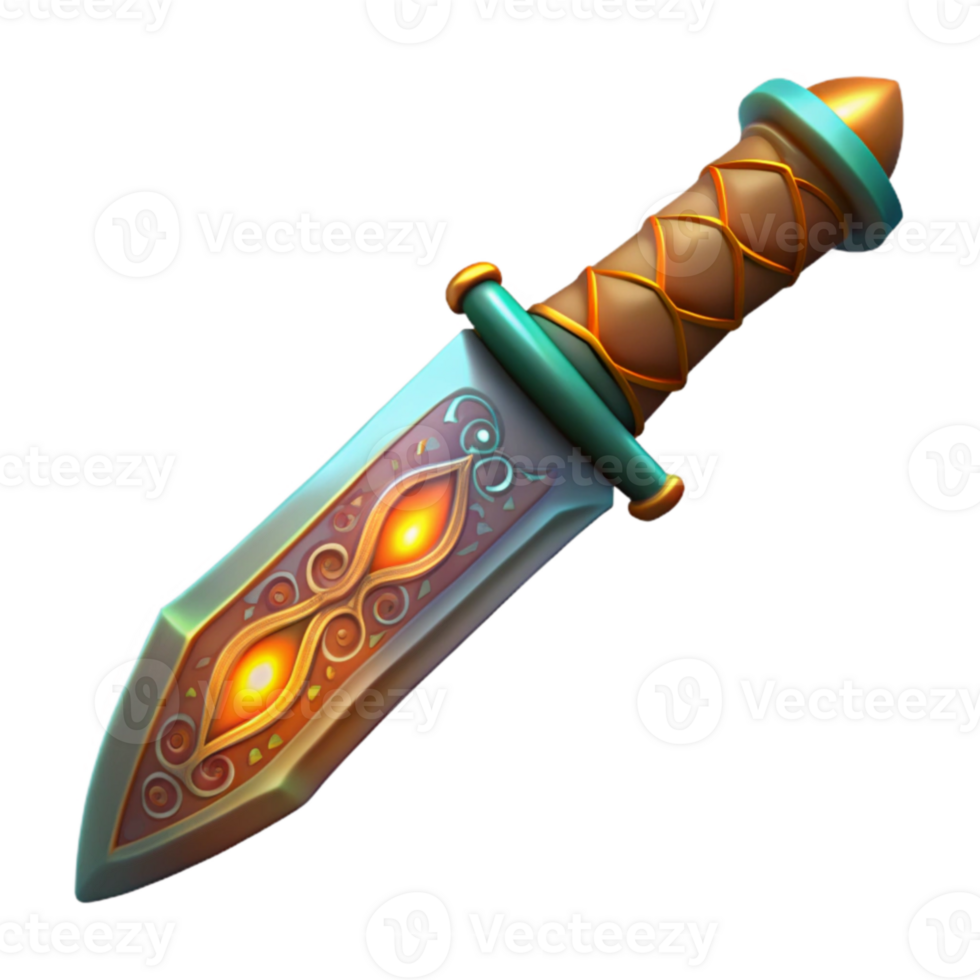 elegant modern Enchanted Dagger 3D Render premium png