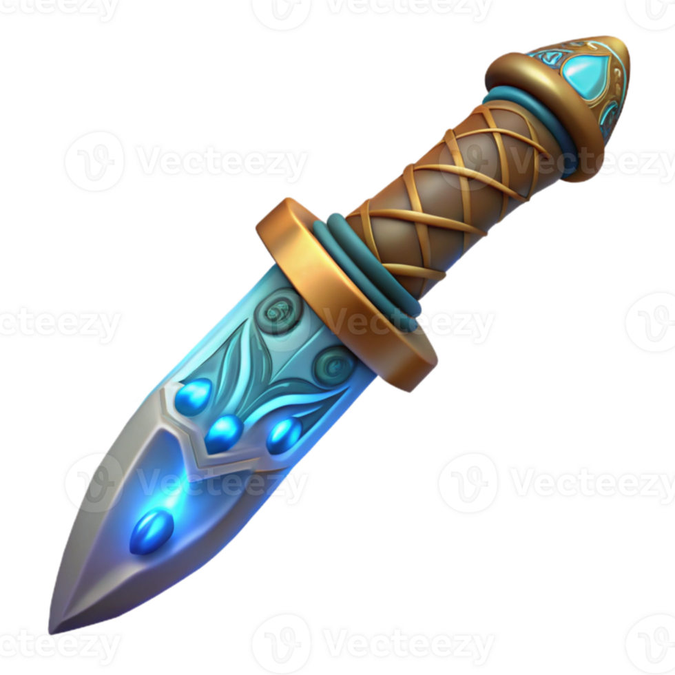 magnificent minimalist Fantasy Dagger 3D Render premium png