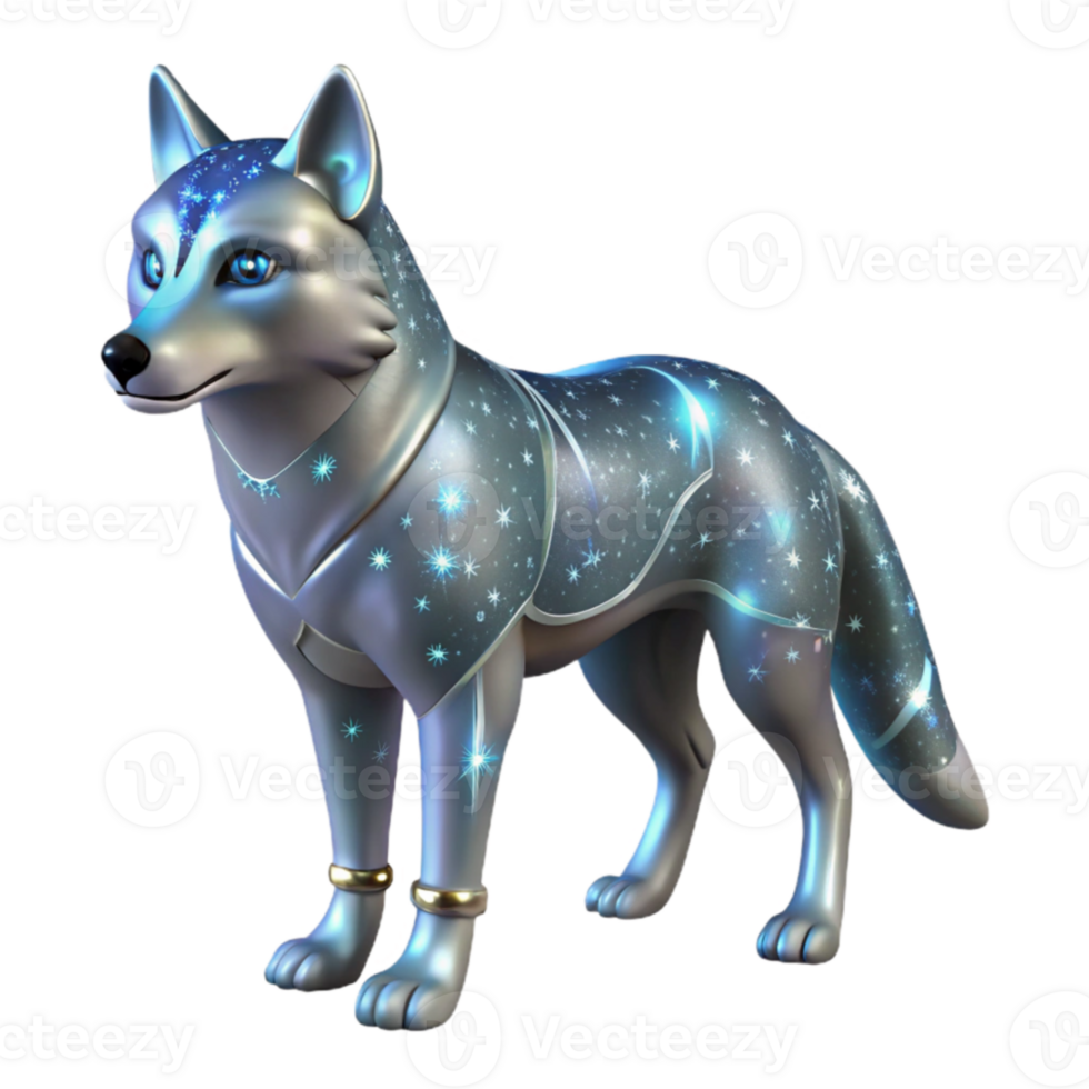 elegant minimalist Celestial Wolf 3D Render premium png