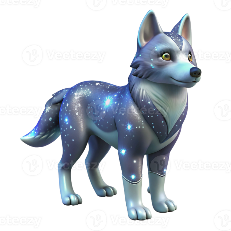 vibrant contemporary Celestial Wolf 3D Render original png