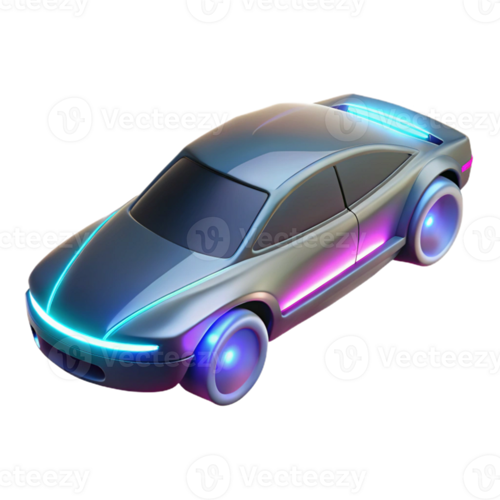 magnificent rustic Neon Sports Car 3D Render authentic png