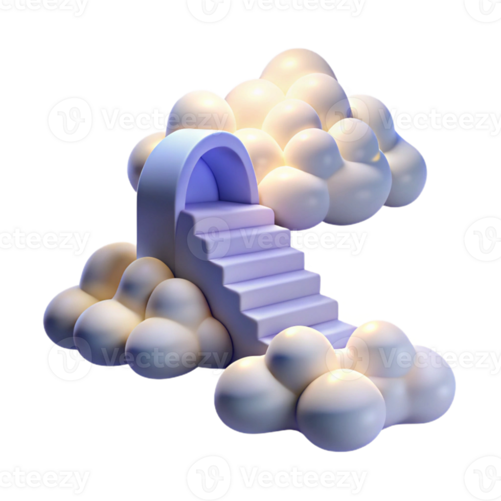 serene minimalist 3D Render Stairway to Heaven Cloudscape authentic png