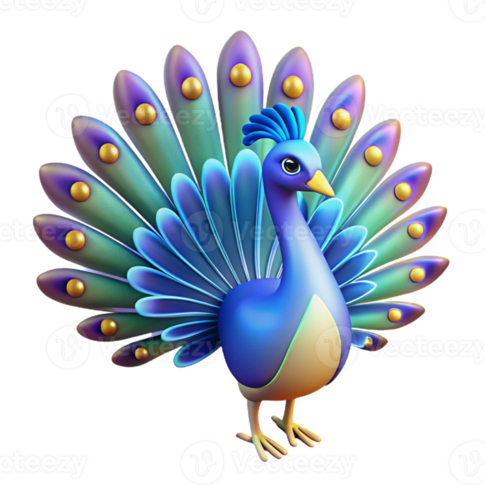 beautiful artistic Vibrant 3D Peacock Illustration genuine png