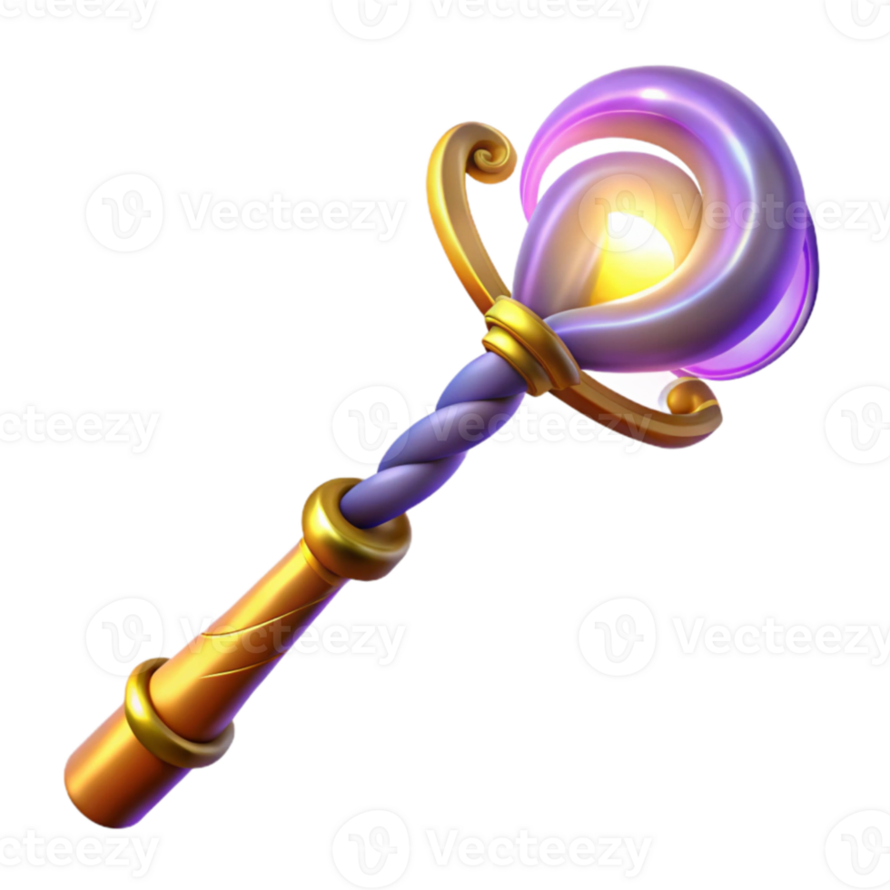 extraordinary artistic Magical Staff 3D Render premium png