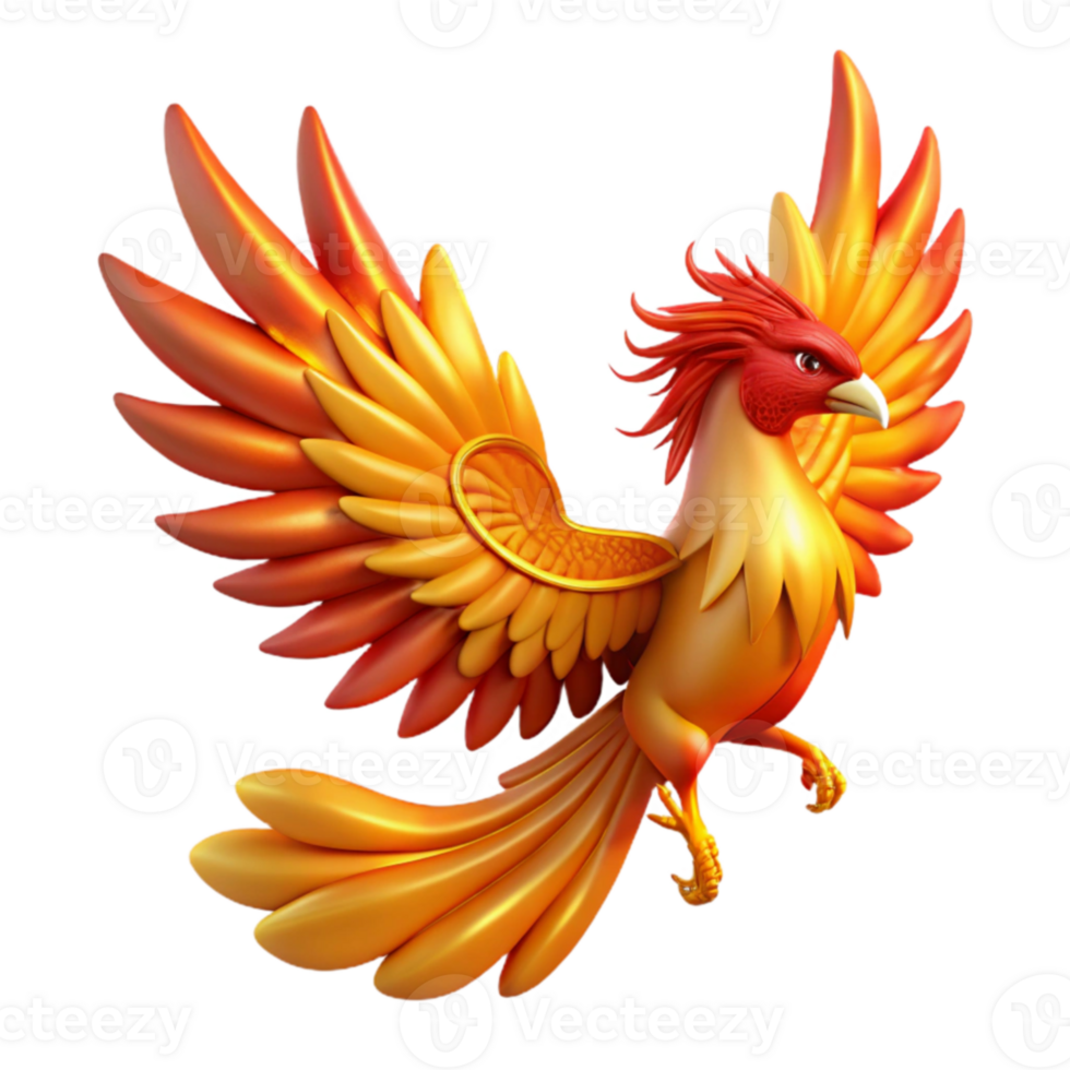 vibrant rustic 3D Render of a Mythical Firebird exclusive png