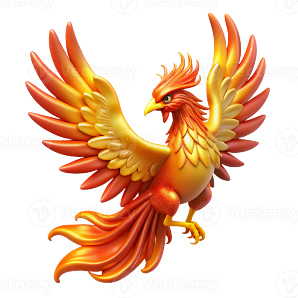 serene rustic Fiery Phoenix 3D Render authentic png