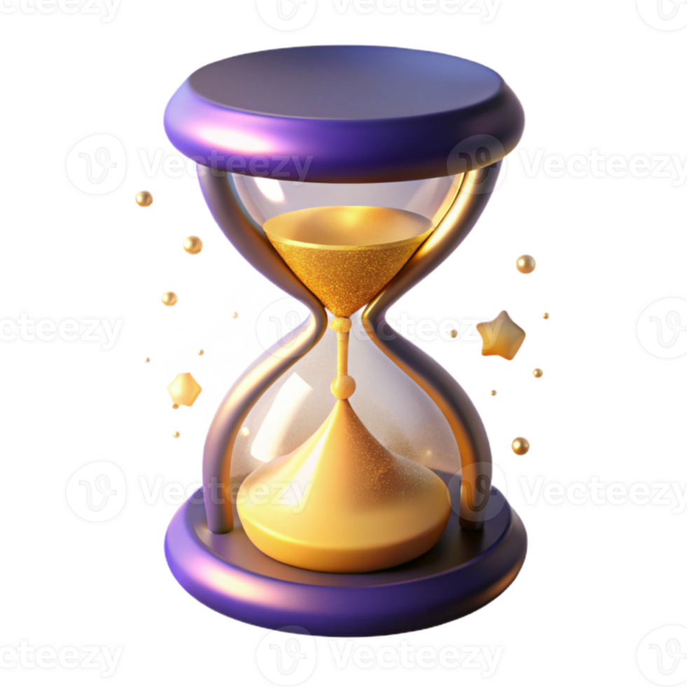 wonderful artistic Golden Hourglass 3D Render high resolution png