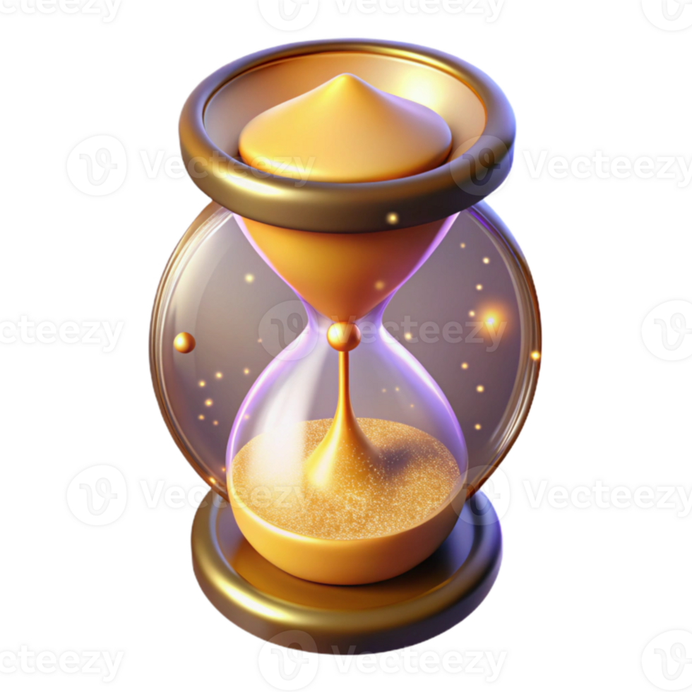 serene artistic Golden Hourglass 3D Render high quality png