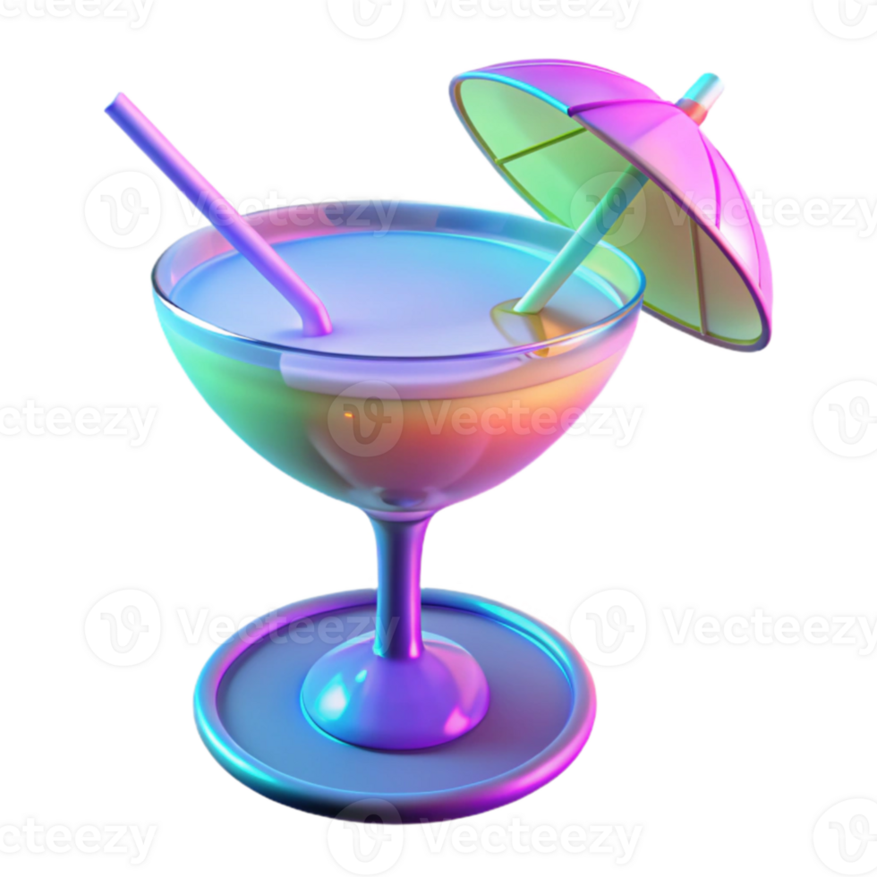 dramatic rustic Iridescent Cocktail 3D Render professional png