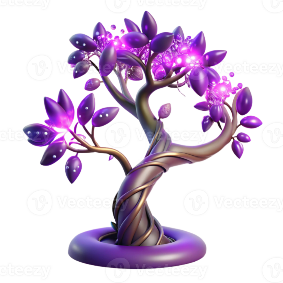 wonderful modern Glowing Purple Fantasy Tree 3D Render authentic png